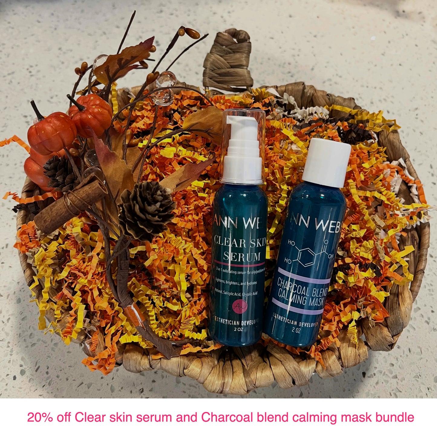 Clear skin serum and Charcoal blend calming mask